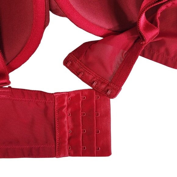 Torrid XO Plunge Push Up Bra Red 40DDD Underwire Adj 360 Back Smoothing Lace - Picture 7 of 11